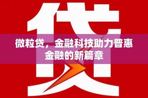 崇左微粒贷，金融科技助力普惠金融的新篇章