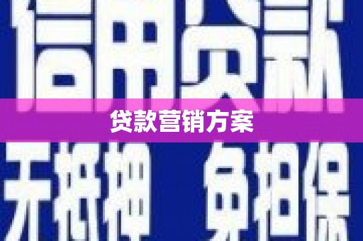 崇左贷款营销方案