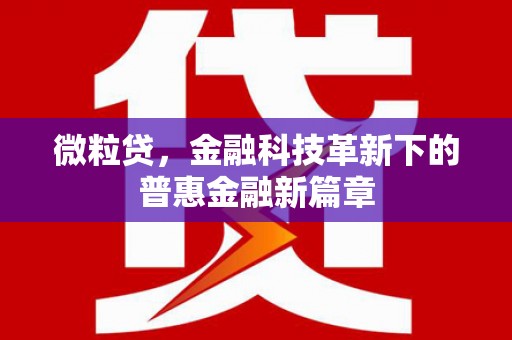 崇左微粒贷，金融科技革新下的普惠金融新篇章
