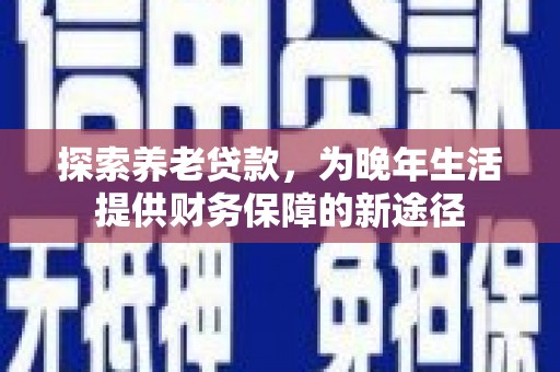 崇左探索养老贷款，为晚年生活提供财务保障的新途径
