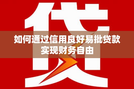 崇左如何通过信用良好易批贷款实现财务自由